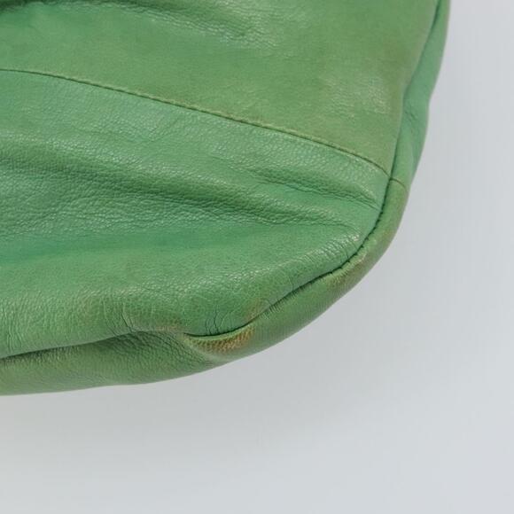 GUCCI Bamboo Hand Bag Leather Green Gold 124293 Auth 151647